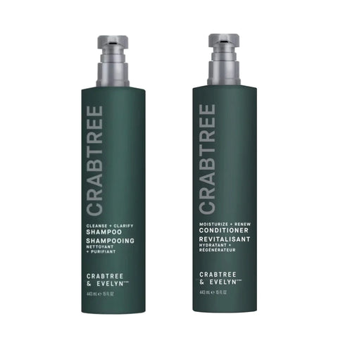Crabtree & Evelyn Cleanse + Clarify Shampoo & Moisture + Renew Condtioner Bundle